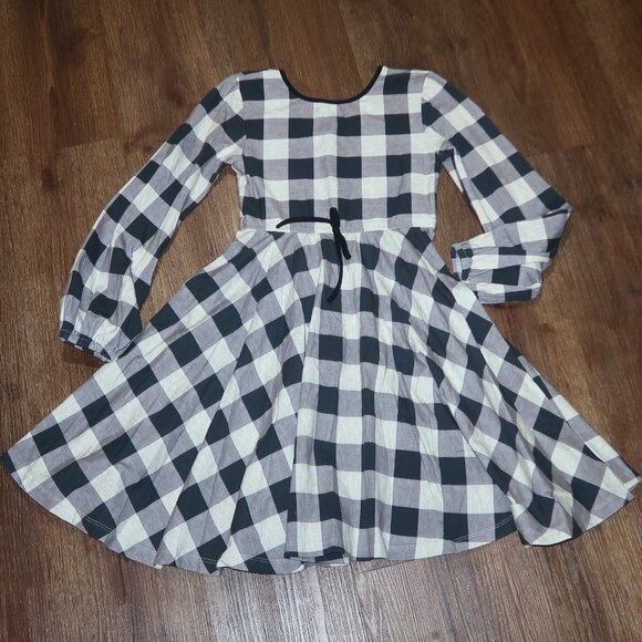 Girls Omi Jo Well Dressed Wolf Black Cream Buffalo Check Knit Twirl Dress sz 6 8 - Picture 4 of 7